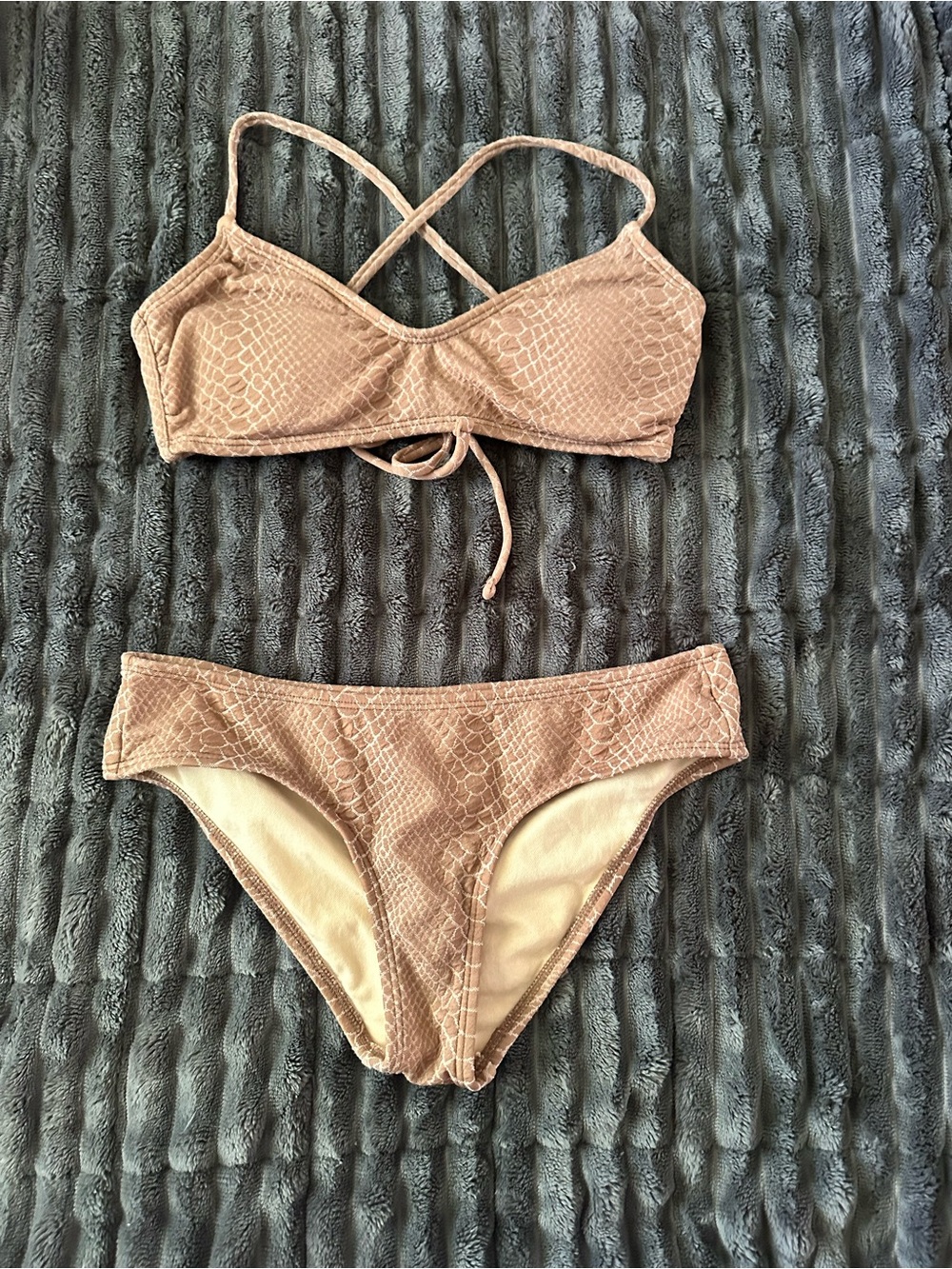 Women’s Textured Bikini Set in Taupe